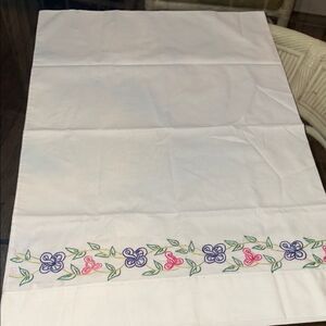 Embroidered pink purple Floral pillowcase